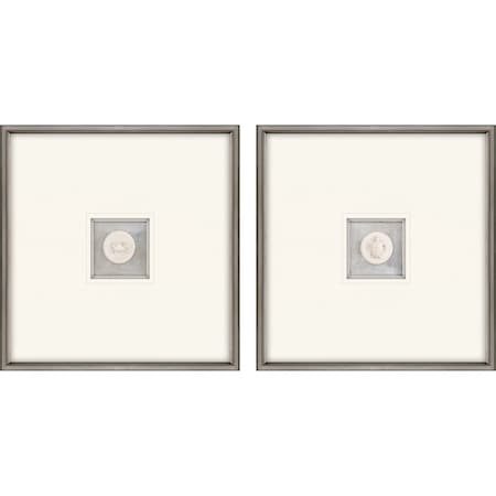 Homeroots Set Of Two Coastal Intaglio II Silver Framed Print Wall Art, 2PK 526071
