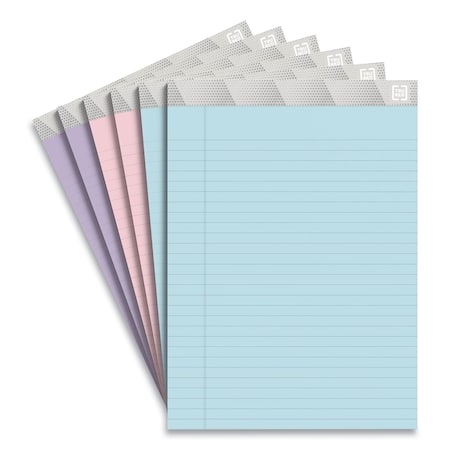 Tru Red Notepads, Wide/Legal Rule, 50 Assorted Pastel-Color 8.5 x 11.75 Sheets, 6PK TR59907/TR57363