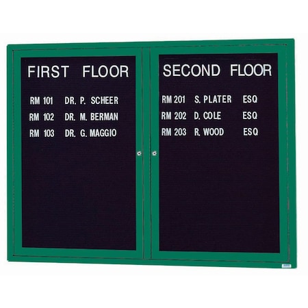 Aarco Outdoor Enclosed Directory w/ Al Frame, Powder Coated Green, Letter Panel is Black Vinyl, 36''Hx48''W OADC3648G
