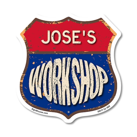Signmission Jose's Workshop, 12 Inch X 12 Inch, Plastic Sign SHI-P-12-489-JOSE