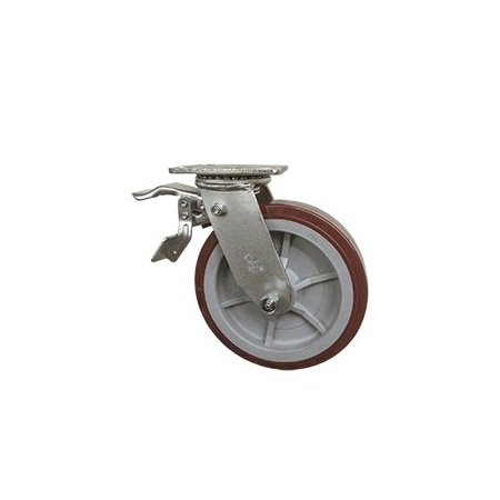 Service Caster 8 Inch Polyurethane Swivel Caster with Ball Bearing and Total Lock Brake SCC SCC-TTL30S820-PPUB