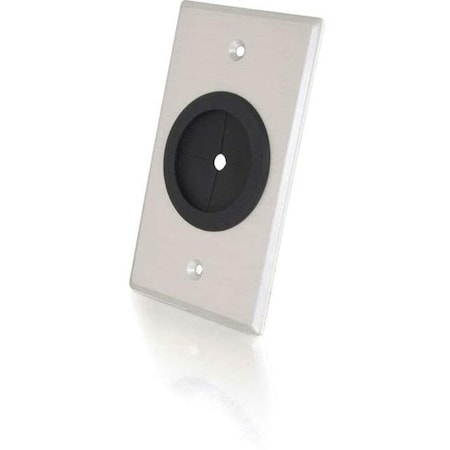 C2G 1.5IN GROMMET CABLE PASS THROUGH SINGLE GANG WALL PLATE - BRUSHED ALUMINUM 40489