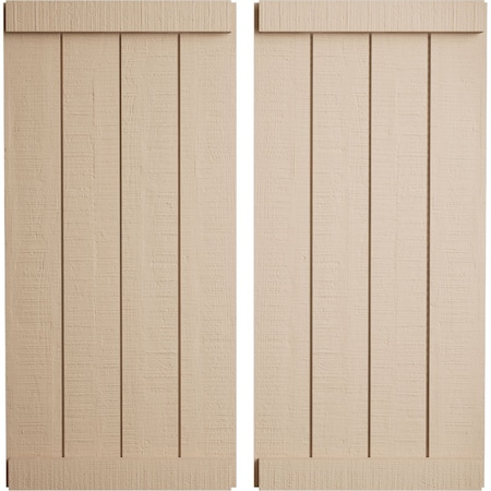 Ekena Millwork Rustic Four Board Joined Board-n-Batten Rough Cedar Faux Wood Shutters w/End Batten, 22W x 38H, PR SHUBJE22X38RCPR