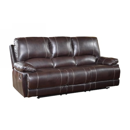 Homeroots 89" Brown Microfiber Reclining Sofa With Black Legs 329407
