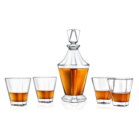 Nutrichef Whiskey Decanter Set with Glasses NCGD4C423