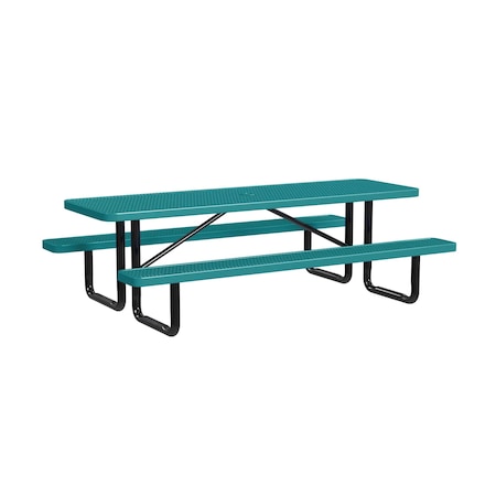 Leisure Craft Rectangle Picnic Table, Teal, In Ground Mount, 8 ft L T8XPIG-TEAL