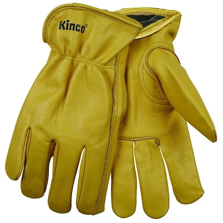 Heatkeep Driver Gloves, Men's, L, 1012 in L, Keystone Thumb, EasyOn Cuff, Cowhide Leather, Gold 98RL-L