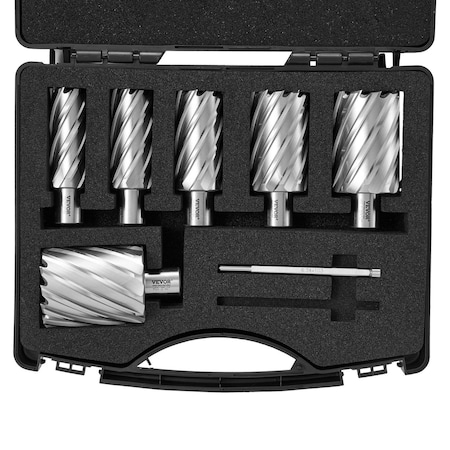Vevor 6 PCS Annular Cutter Set HSS Magnetic Drill Bits Weldon Shank 2" Depth, 6PK 10190010215