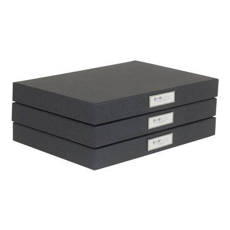 Bigso Sven Fiberboard Classic Hinged Document Box, 1.8 x 13.2 x 9.3 in, Dark Grey, 6PK 672145641