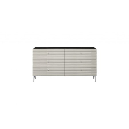Homeroots 62" Grey Manufactured Wood Six Drawer Double Dresser 488507