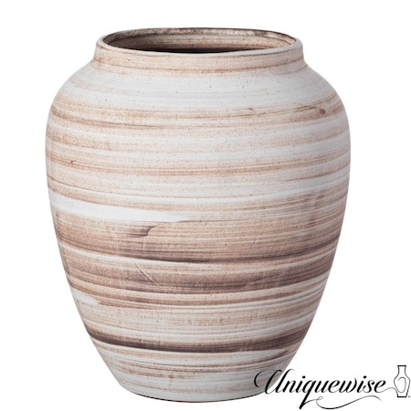 Uniquewise 8in Modern Round Wide Mouth Ceramic Vase Decorative Pottery Perfect for Grass Stems & Fresh Flowers QI004790