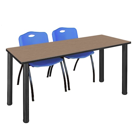 Regency Kee Training Table W/ 2 M Stack Chairs, 66 in W, 24 in L, Noble Oak MT6624NOBPBK47BE