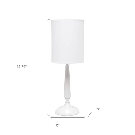 Homeroots 23" White Metal Table Lamp With White Cylinder Shade 643432