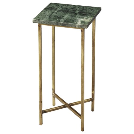 Homeroots 21" Green and Gold Marble Drink Size Square End Table 634879