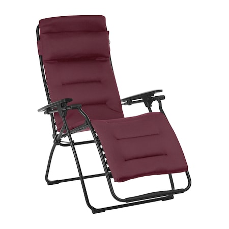 Homeroots 28" Red Steel Outdoor Zero Gravity Chair with Red Cushion 373471