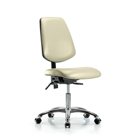 Blue Ridge Ergonomics Desk Chair Desk Chair, Vinyl, Med, Bk, Cast, Wht, No Arms, 18" to 23" Height, Vinyl, Adobe White BR-VDHCH-MB-CR-T1-A0-CC-8501