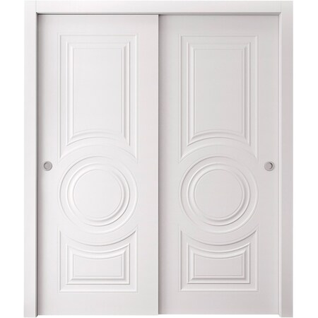 Sartodoors Sliding Closet Bypass Doors 72 x 96 inches, BASIC 9801 White, Rails Hardware Set, Wood Solid Bedr BASIC9801DBD-SKIN-7296