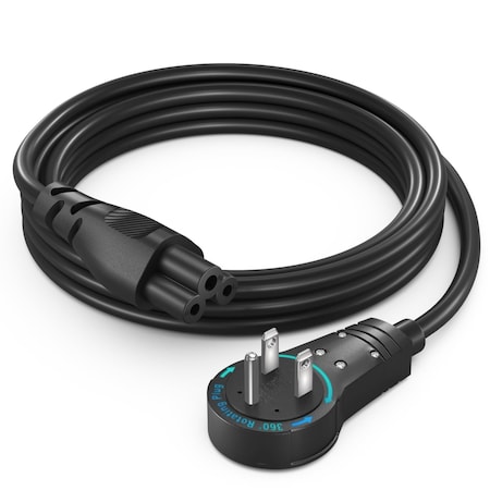 Maximm 6ft 3-Prong AC Laptop Power Cord, 360 degrees Plug NEMA 5-15P to C5 UL Certified ADW-360-C5R06-18B0