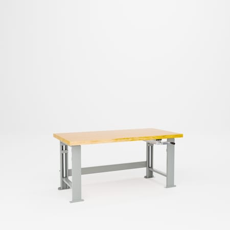 Pucel Hardwood Top Hydraulic Bench, 30 in W x 60 in D x 41 in H, Gray HBW-3060-M12