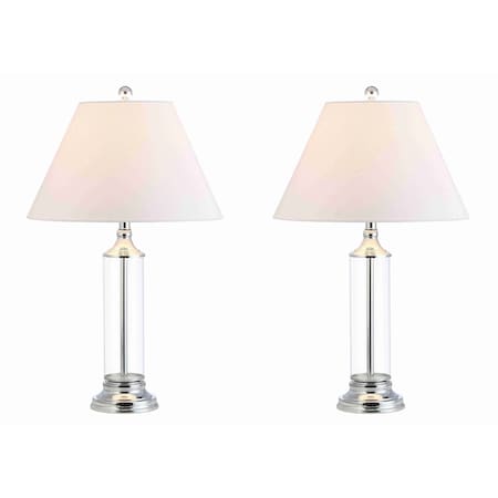 Jonathan Y Astor 29" Glass LED Table Lamp, Clear/Chrome, 2PK JYL4014A-SET2