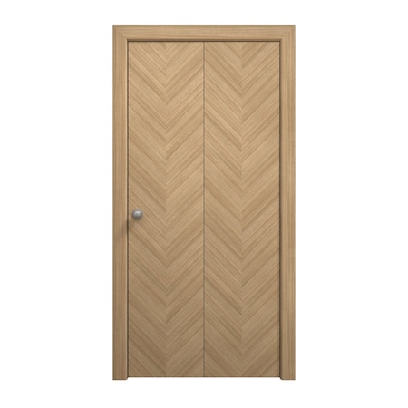 Sartodoors Sliding Closet Bi-fold Doors 60 x 84 inches, Ego 5005 Natural Oak, Sturdy Tracks Moldings Trims Ha EGO5005BF-SNA-60x84 (2* 30x84)