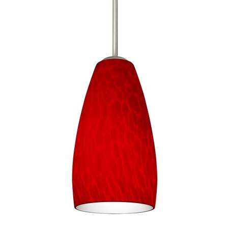 Besa Lighting Besa Chrissy Pendant, Red Cloud, Satin Nickel Finish, 1x 40W MAX E12 Base 1BT-1509RC-SN