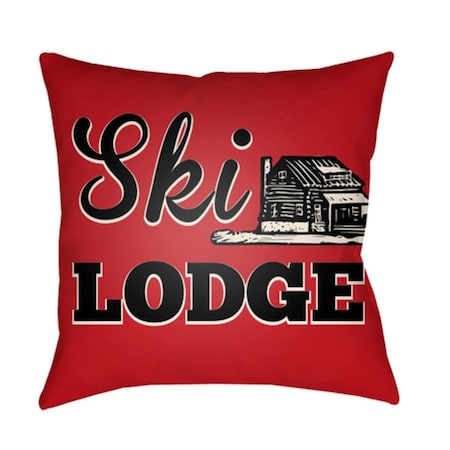 Artistic Weavers Lodge Cabin Ski Lodge Poly Filled Pillow - Bright Red Beige & Black - 26 x 26 in. LGCB2041-2626
