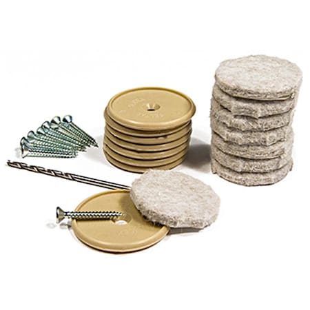 Escenografia 1.12 in. TruGuard Round Heavy Duty Self Adhesive Felt Pads, Tan, 8PK ES2668216