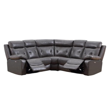 Homeroots Dark Gray Polyester Blend Power Reclining U Shaped Three Piece Corner Sectional 343955
