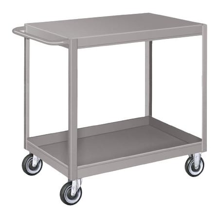 Pucel Flat Top Service Cart, 18 in W x 28 in D x 36 in H, 2 Shelves, Gray SCF-1828-2-C5