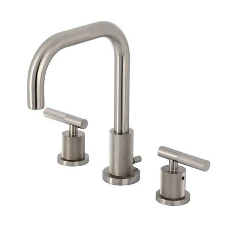 Kingston Brass Widespread Bathroom Faucet with Knurled Handle and Brass Pop-Up, Brushed Nickel FSC8938KNL