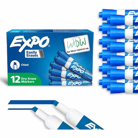 Expo Low-Odor Dry-Erase Marker, Broad Chisel Tip, Blue, 12PK 80003A