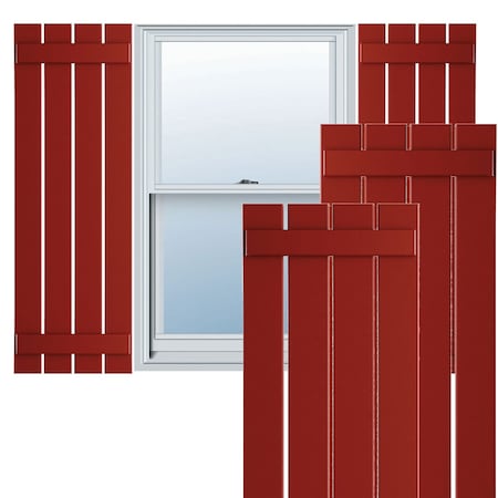 Ekena Millwork True Fit PVC Four Board Spaced Board-n-Batten Shutters, Fire Red , 23W x 55H, PR TFP101SBF23X055BR