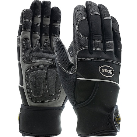 Boss Synthetic Leather Palm w/PVC Sandy Grip Patches and Anti-Vibration Pads, Neoprene Wraparound Wrist 120-4400/S