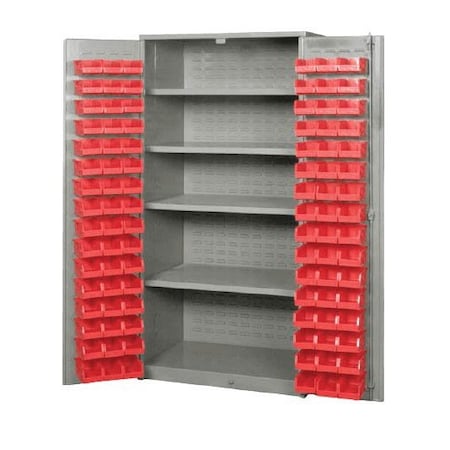 Pucel Flush Door Bin Cabinet With 96 Bins, 36 in W x 78 in H x 24 in D, Light Blue HDBC-3672-40-96-L