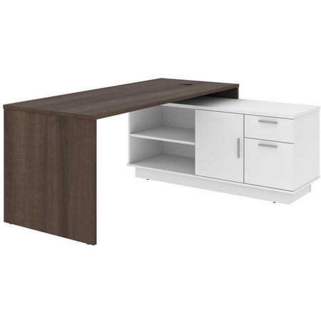 Bestar Equinox L-Shaped Desk, Antigua/White 115420-000052