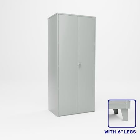Pucel Heavy Duty Storage Cabinet with 6 in Legs, 36 in W x 90 in H x 24 in D, Gray HDSC-3684-24-4L