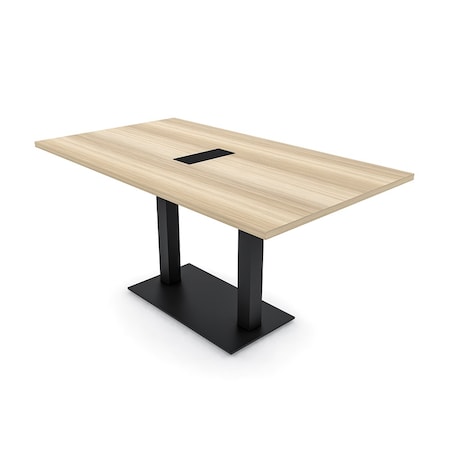 Skutchi Designs Rectangle Conference Table With Power, 36 in W, 72 in L, Brown HAR-REC-36X72-DOU.BK-K525-EBLK