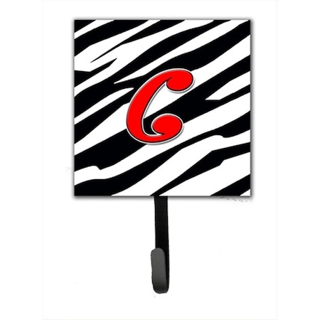 Carolines Treasures Letter C Initial Monogram - Zebra Red Leash Holder Or Key Hook CJ1024-CSH4
