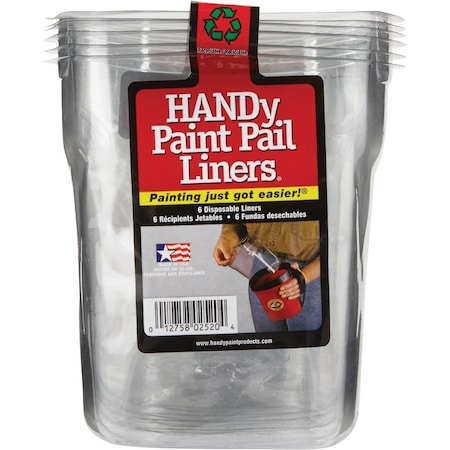 Handy 1 Qt. Clear Paint Pail Liner, 6PK 2520-CT