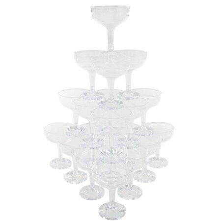 Lavish Home Plastic Champagne Glasses 5oz Reusable or Disposable Coupe Glasses w/ Grooves, 100PK JG1012-1