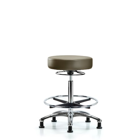 Blue Ridge Ergonomics Vinyl Stool, Chrome, High Bench, Foot Ring, Glides, Royal BR-VHBSO-CR-CF-RG-8809