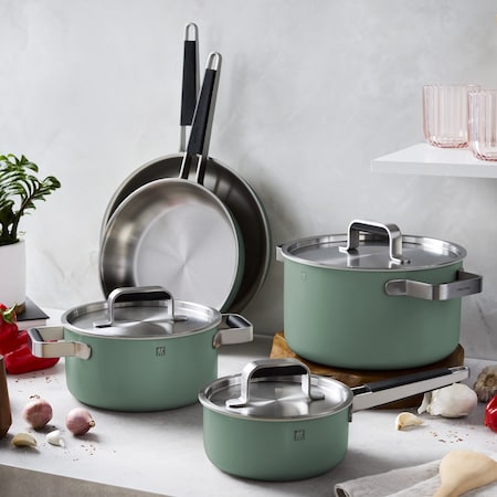 Zwilling Pure 8-pc Stainless Steel Cookware Set, Green 1031053