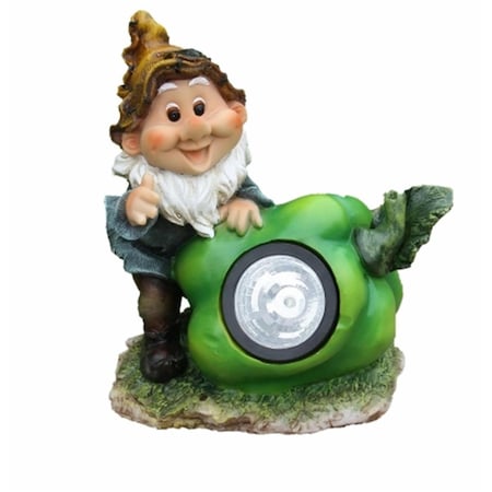 Or Cute Gnome Sculpture with Green Pepper Solar Light OR516154