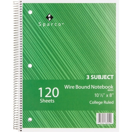 Sparco Wire Bound College Ruled Notebook, Assorted, 6PK SPR83254BD