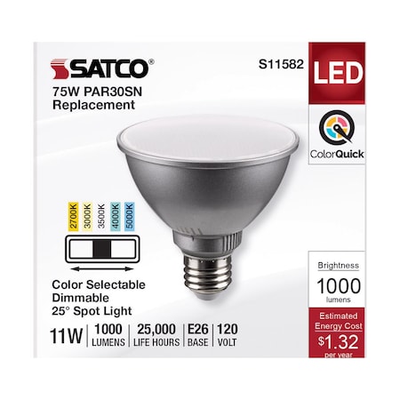 Satco Products Satco PAR30SN E26 (Medium) LED Bulb Tunable White/Color Changing 75 Watt Equivalence 1 pk S11582