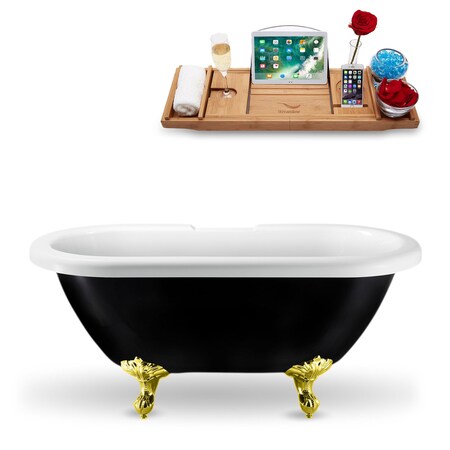 Streamline 59.1 in L, 28.3 in W, Glossy Black, Acrylic, Center N1122GLD-GLD