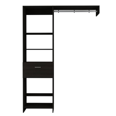 Homeroots 59" Black Wood And Metal Closet System 478419