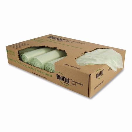 Heritage Biotuf Compostable Can Liners, 64 gal, 1 mil, 47in x 60in, Green, 100PK Y9460YE R01