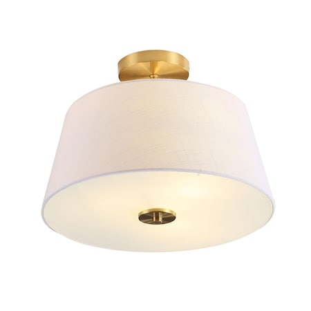 Jonathan Y Isabella 15" 3-Light Modern Contemporary Metal Tapered Drum LED Semi Flush Mount, Brass Gold JYL9922A